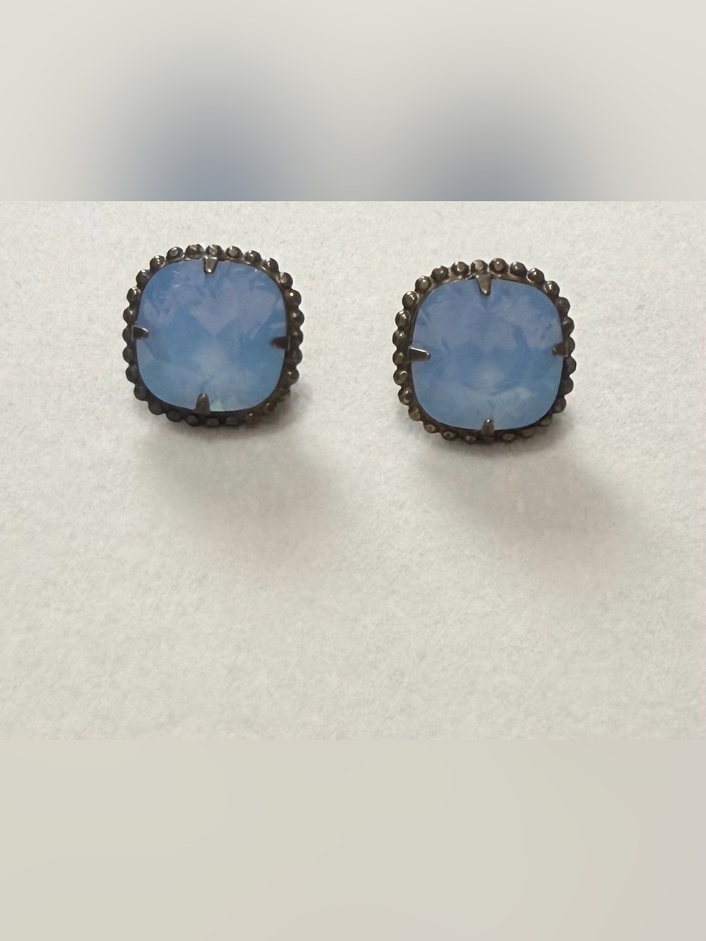 Vintage Sorrelli Blue Glass Cabochon Stud Earrings